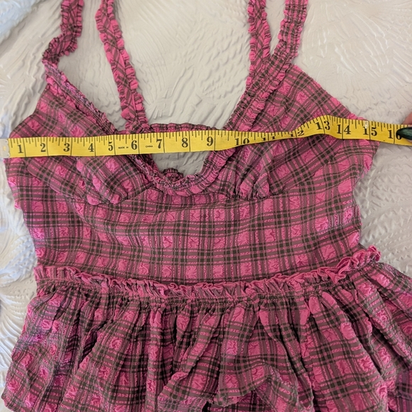 Free People NWOT Tag You're It Tank sz Med in Pink/ Green Combo - Picture 3 of 14